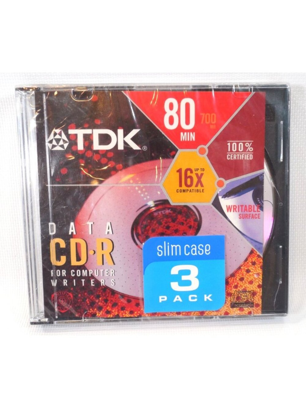 TDK DATA CD-R Compact Data Discs 80-minute 700MB BRAND NEW FACTORY SEALED 3 PACK